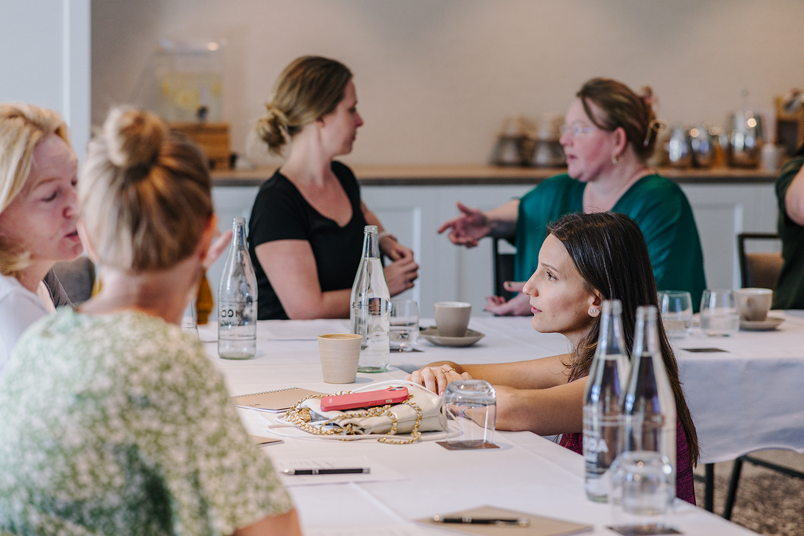 FemPowered members in conversation around a retreat table